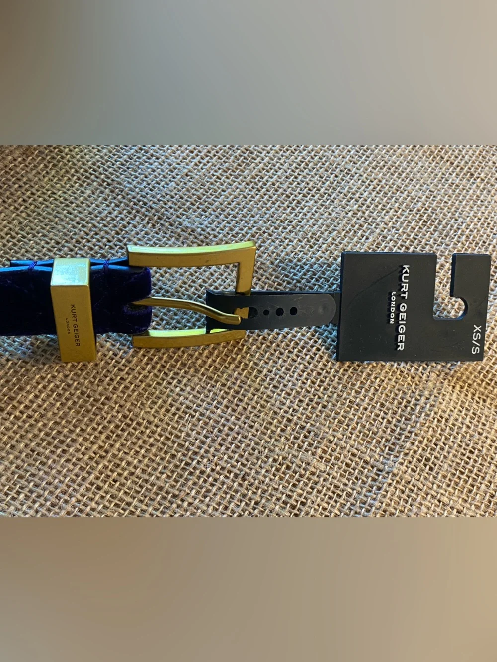 Kurt Geiger Purple Velvet Belt with Gold Hardware